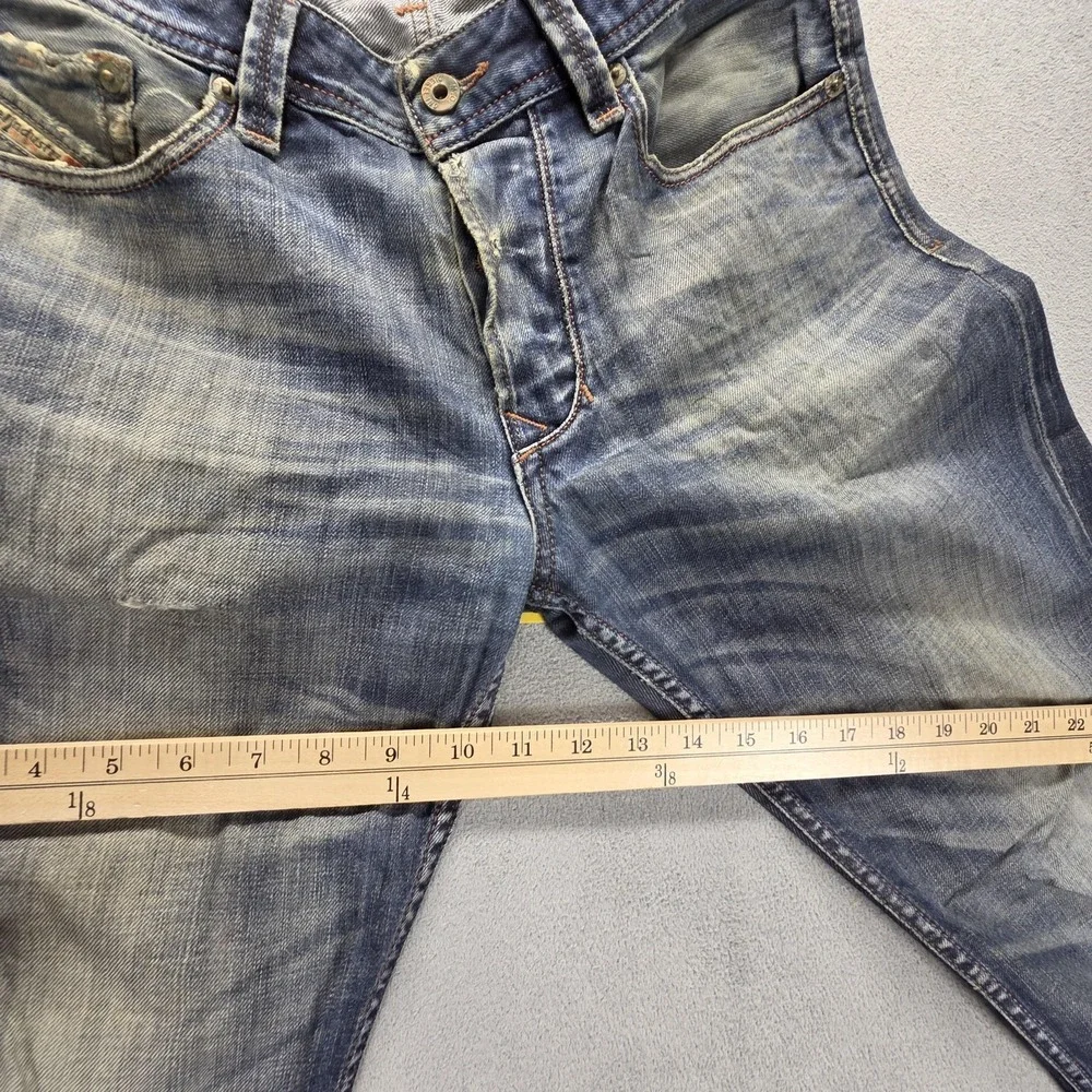 Diesel Jeans Mens 30x34 Blue Larkee-T Regular Tapered Button Altered Hem 0886S